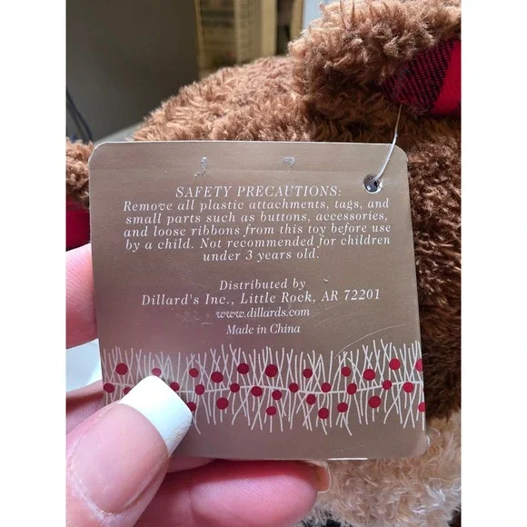 Animal Adventure 2013 Dillard's Christmas Bear Brown Plaid Plush Teddy Bear 14" - Picture 4 of 16